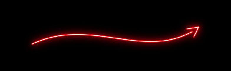 Red Neon Wavy Arrow Sign for Directional Glow Vector on Black Background - Cyberpunk Design Element