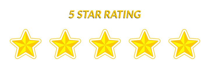 5-Star Rating Vector Icon - Golden Glow Review Symbol for Quality, Feedback, and Top Customer Satisfaction Rank