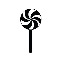 Black and white swirl lollipop on stick candy