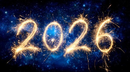 2026 sparkler light writing against starry night sky
