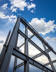 Structure of steel for building construction on sky background.