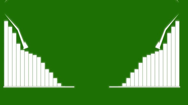 Dynamic Visual Representation of Financial Trends with Upward and Downward Moving Bars and Lines in an Animated. - Powered by Adobe