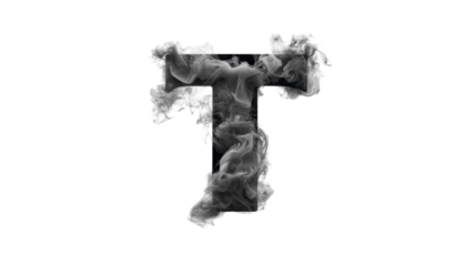Smoky Letter T on Transparent Background