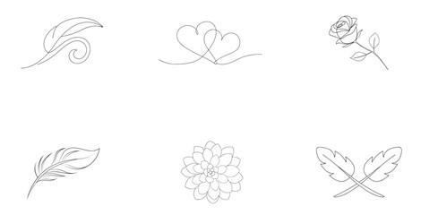 Feather hearts rose flower succulent crossed feathers