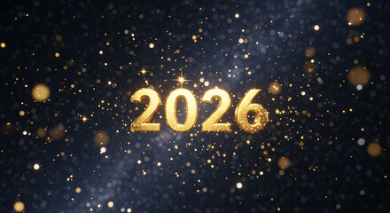 Sparkling 2026 New Year on a Starry Sky