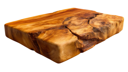 PNG of Beautiful wooden block surface with unique grain patterns and natural cracks, perfect for rustic interior decor.