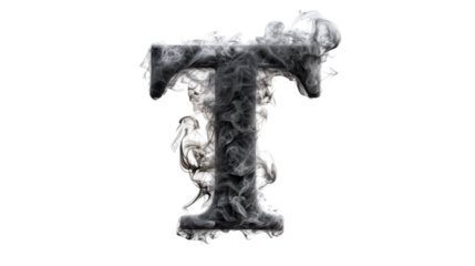 Smoke Letter T on Transparent Background