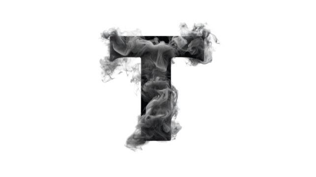 Smoky Letter T on Transparent Background