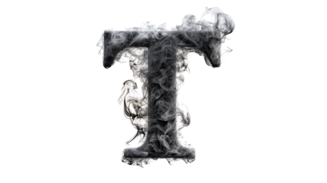 Smoke Letter T on Transparent Background