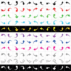 Set of arrow icons. vector illustration arrow shapes in various styles.