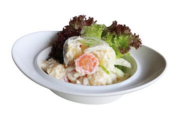 A Fresh and Appetizing Potato Salad Displayed on a White Plate