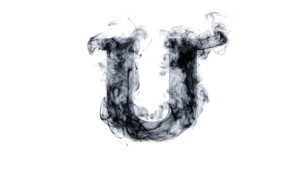 Smoky Letter U on Transparent Background