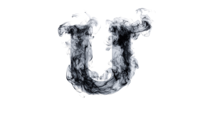 Smoky Letter U on Transparent Background