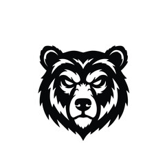 Black bear head graphic illustration animal white