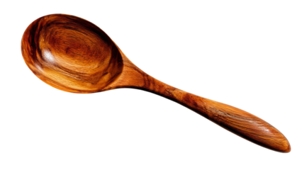 PNG of A beautifully crafted wooden spoon, showcasing rich textures and warm tones, perfect for culinary enthusiasts.
