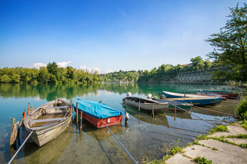 Boats moored to the pier