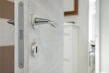 Closeup white open door