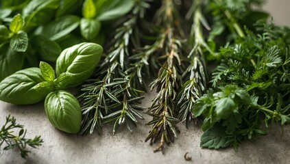 Green Herbage. Textures and Tones of Aromatic Plants, An Abstract Food Illustration.