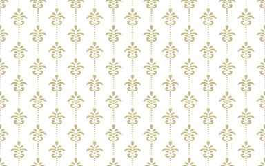 Elegant vertical seamless pattern. Beige damask background for wallpaper, fabric, stationery, wrapping paper, digital design. European classic Victorian backdrop