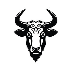 Black bull head with tribal swirling forehead design
