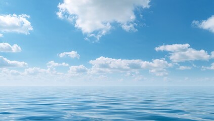 Obraz premium Azure Serenity. A Sky and Water Convergence, Reflecting Light and Abstract Shapes.