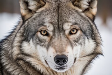 Obraz premium Nahaufnahme eines Wolfes im Schnee mit intensiven Augen, starkes, wildes Aussehen