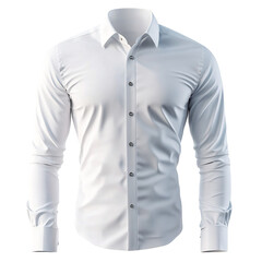 Mens dress shirt isolated transparent background formal apparel product photoreal crisp rendering sharp stock ready clean detail