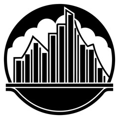 Abstract black silhouette illustration representing data analytics concepts with interconnected elements and abstract shapes suggesting information flow and insights