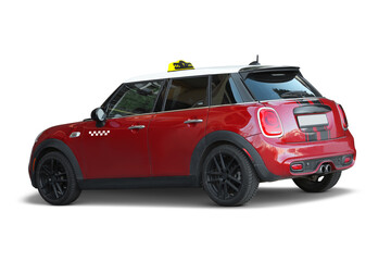 Taxi car with top sign isolated on white