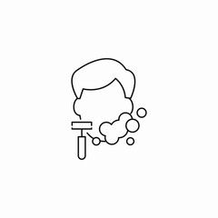 man shaving razor foam icon sign vector