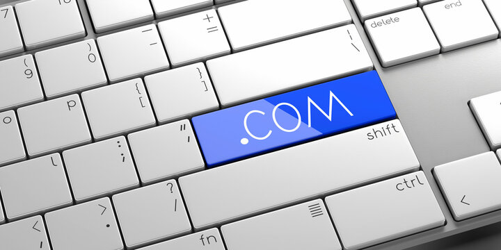 COM domain - modern computer keyboard - 3D illustration