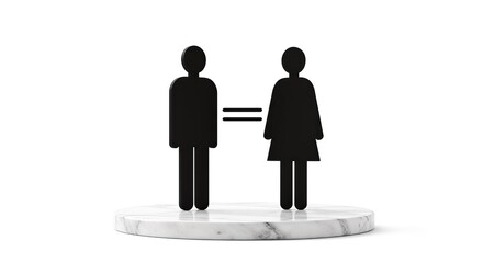 Gender equality symbol on a marble base, representing equal rights.