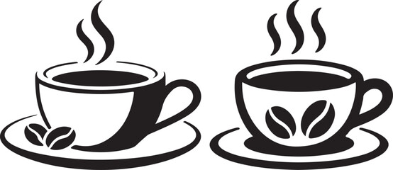 Coffee Cup Silhouette: A pair of elegantly drawn coffee cup silhouettes with steam rising, a symbol of warmth and the perfect start to any day.