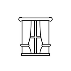 window icon with curtains, flat style pictogram icon for ui or ux mobile app, vector illustration logo symbol design, isolated on white