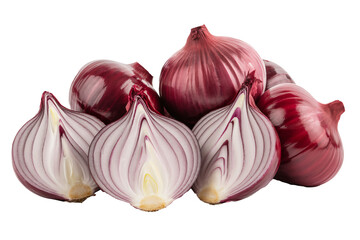 Obraz premium Fresh red onions with outer skin intact, Organic purple onions arranged together