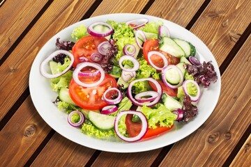 Fresh tasty healthy salad dish in plate