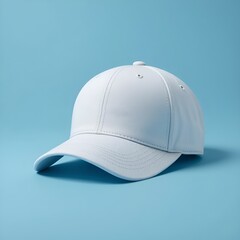 Minimalist stock photo of a baseball cap against a blue background
