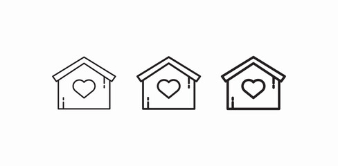 home sweet heart icon sign vector