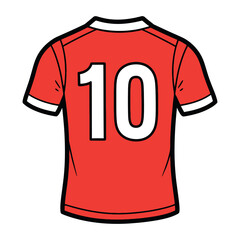Vector art of red soccer jersey with the number 10 on the back