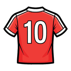Vector art of red soccer jersey with the number 10 on the back