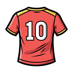 Vector art of red soccer jersey with number 10 on the back