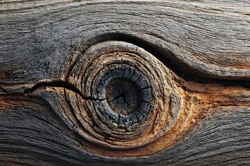 Fototapeta premium Close up of a weathered wood grain with a prominent knot