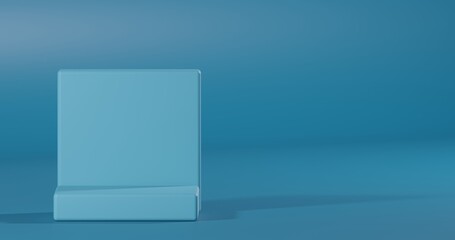 Minimalist 3D rectangular podium in soft blue on gradient blue — clean, modern stage ideal for product mockups, presentations, or abstract design concepts.