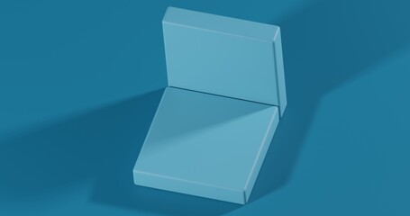 Minimalist 3D open box in soft blue on monochrome blue — clean, modern design ideal for product packaging mockups, presentations, or abstract visual concepts.