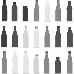 Set of Bottles Vector Illustration | Beverage Bottle Silhouettes | Editable Graphic Art EPS