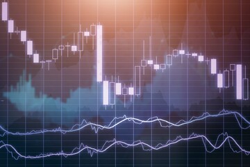 Multi exposure of abstract financial graph background