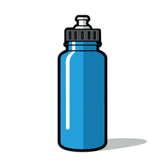 Vector art of blue plastic water bottle with black cap