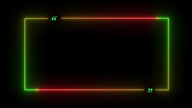 double comma corner quote frame neon line animation uhd 4k.