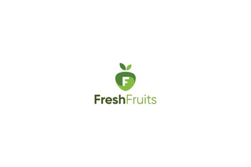 Letter F green eco friendly fresh fruits logo 