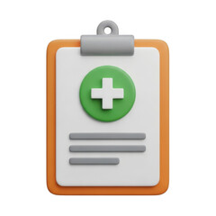 Medical clipboard with cross isolated on transparent background